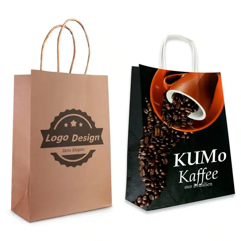KRAFT PAPIERTASCHEN 100g mit gedrehter Papierkordel