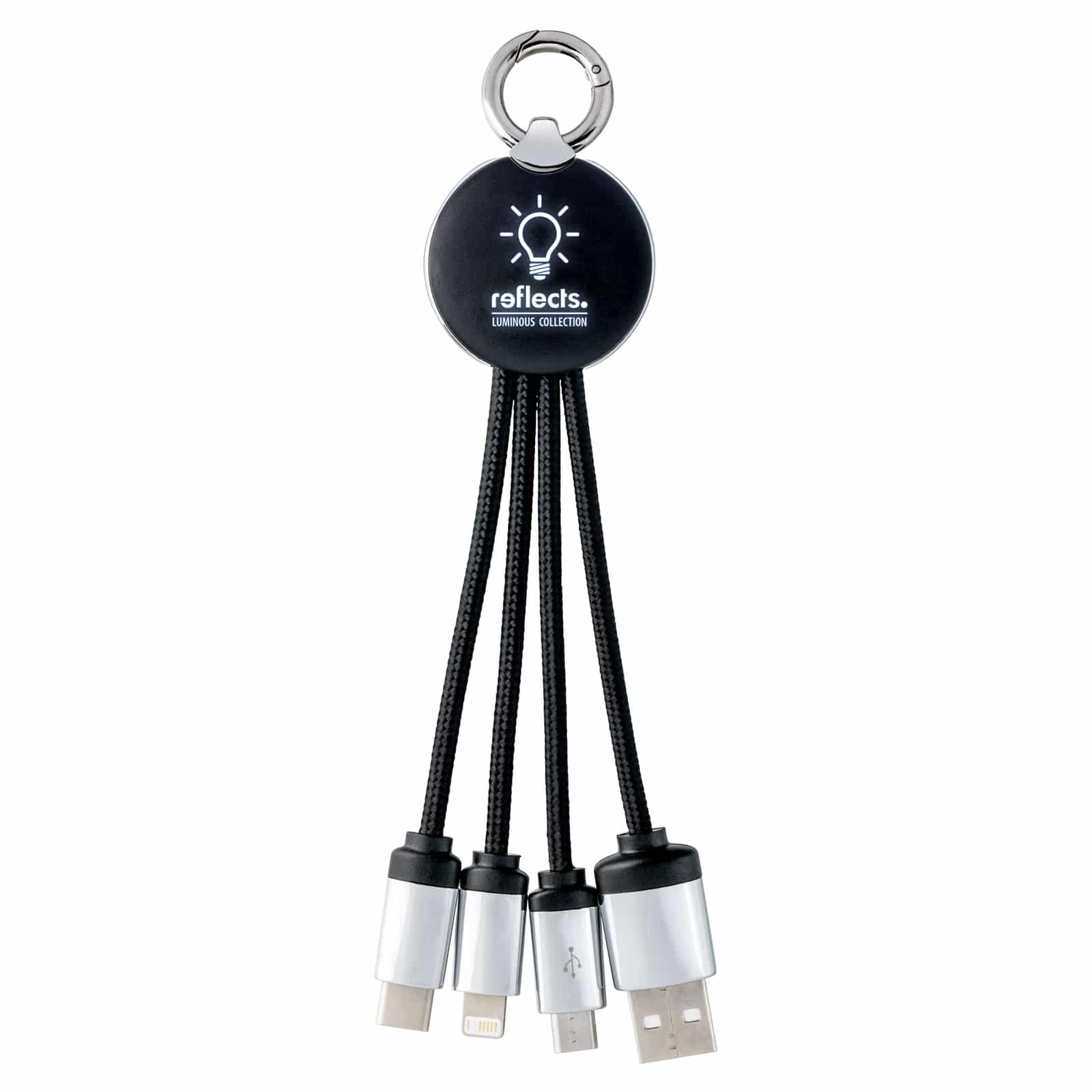 3-in-1 Ladekabel mit Beleuchtung REEVES-PUHALANI schwarz/weiß