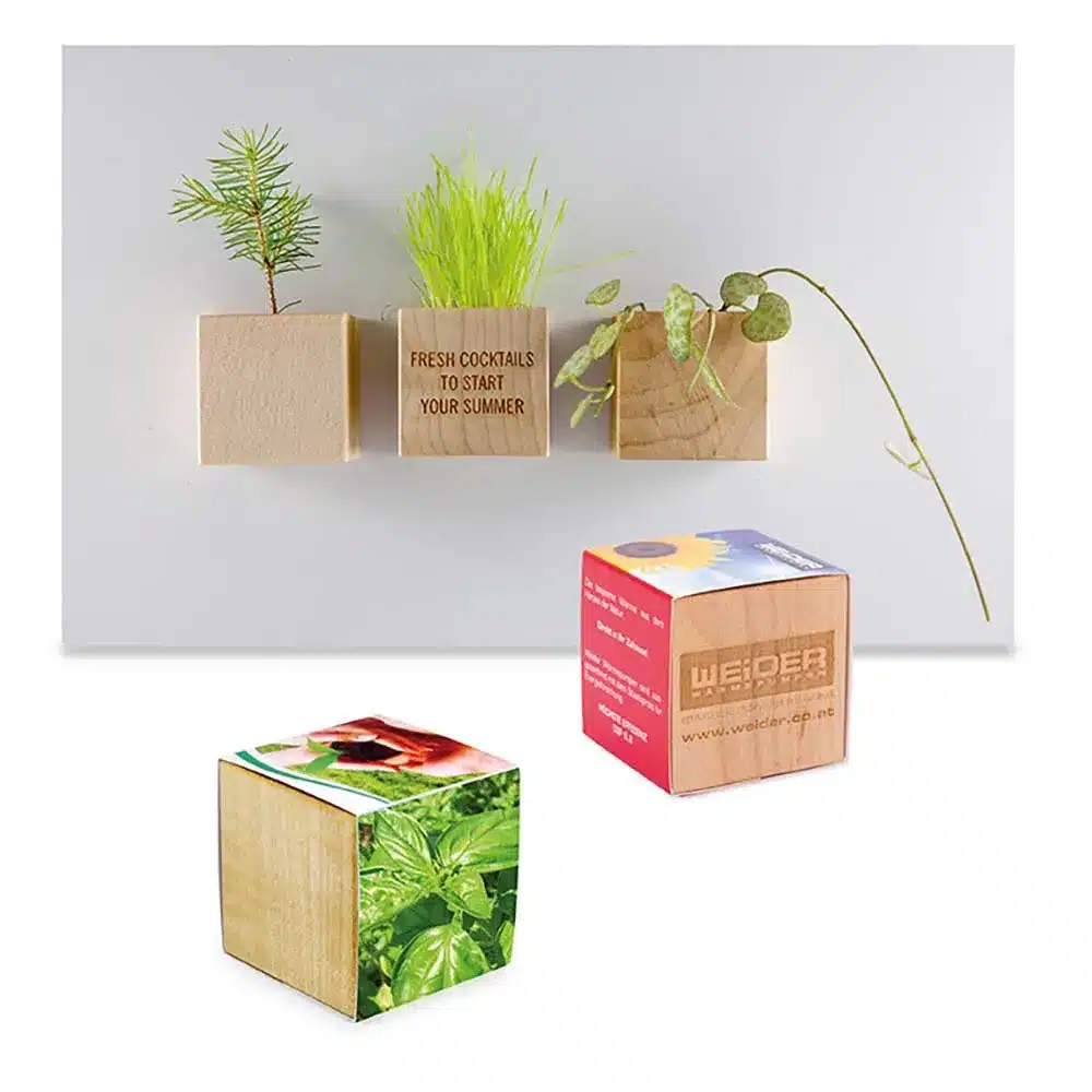 Pflanz‑Holz Magnet mit Samen – Nachhaltiger Magnet‑Werbeartikel