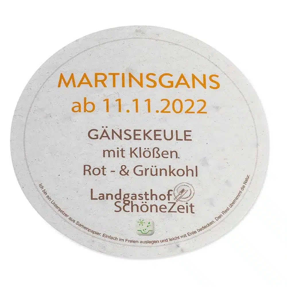 Samenpapier Bierdeckel – Nachhaltige Werbefläche zum Einpflanzen