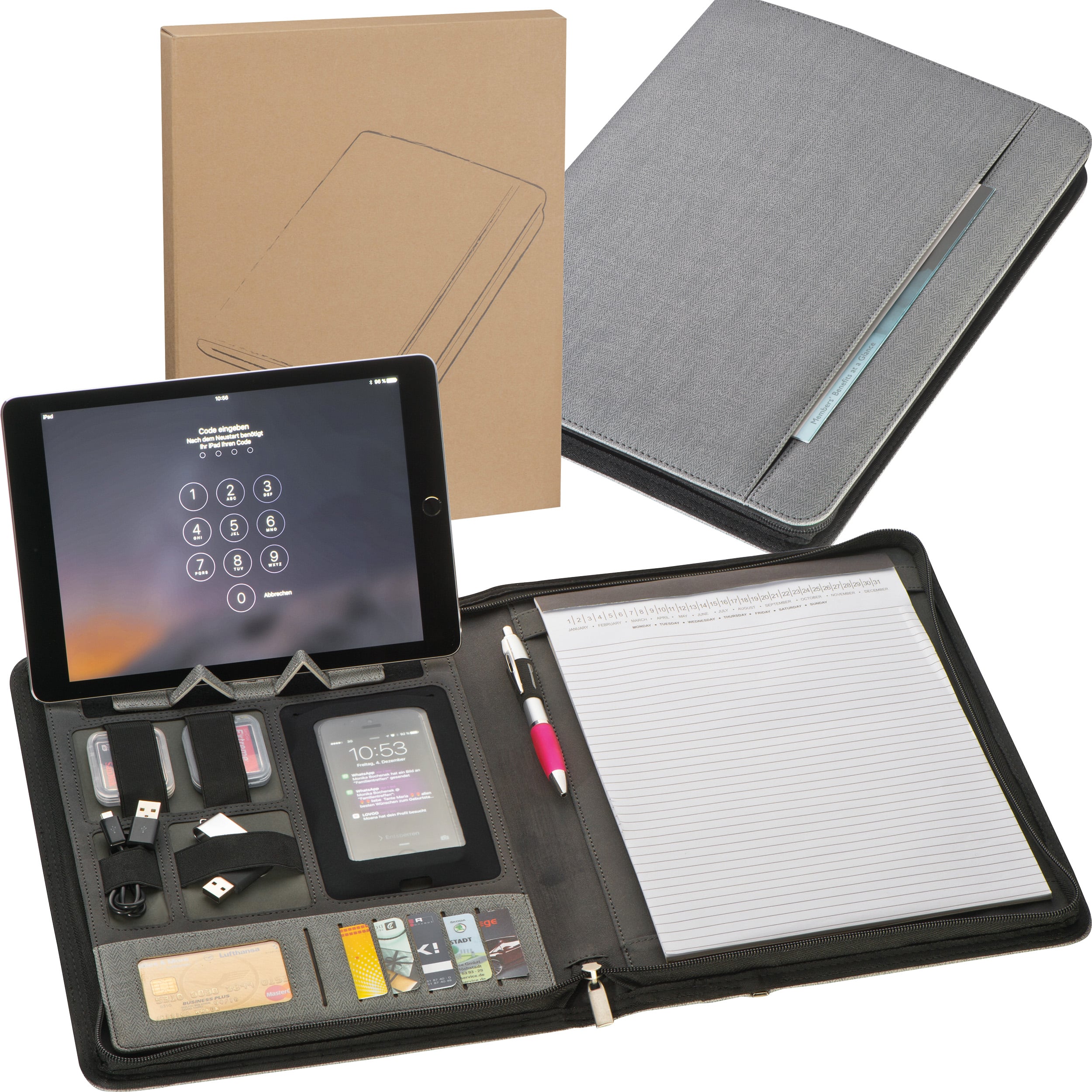Schreibmappe mit Powerbank Elda